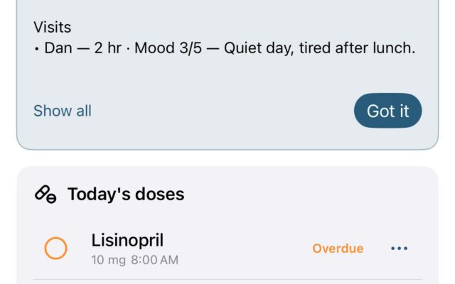 Screenshot of CareLog
