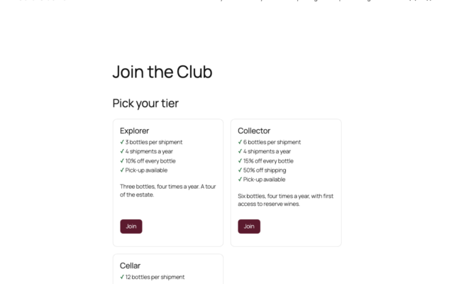 Screenshot of CellarClub