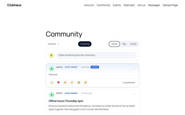 Screenshot of Clubhaus