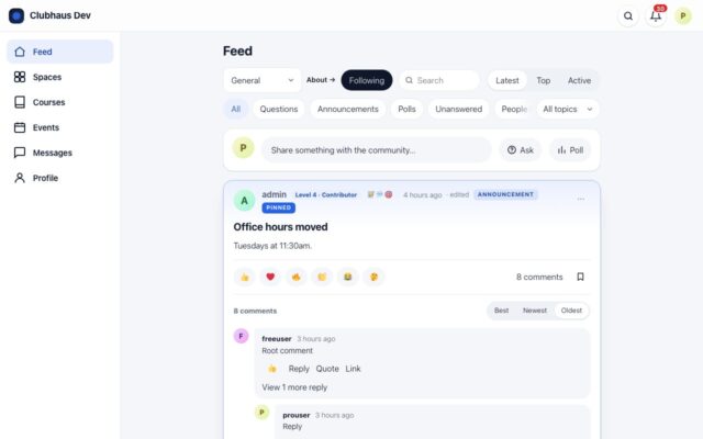 Screenshot of Clubhaus
