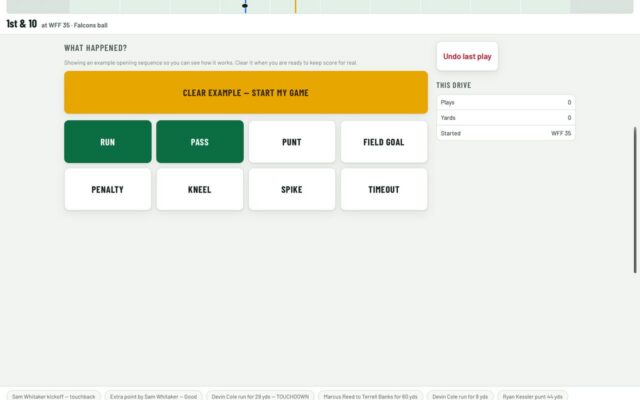 Screenshot of Gridiron Scorer