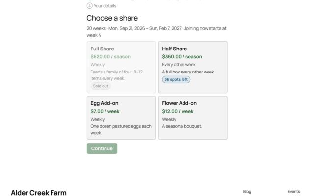 Screenshot of HarvestShare