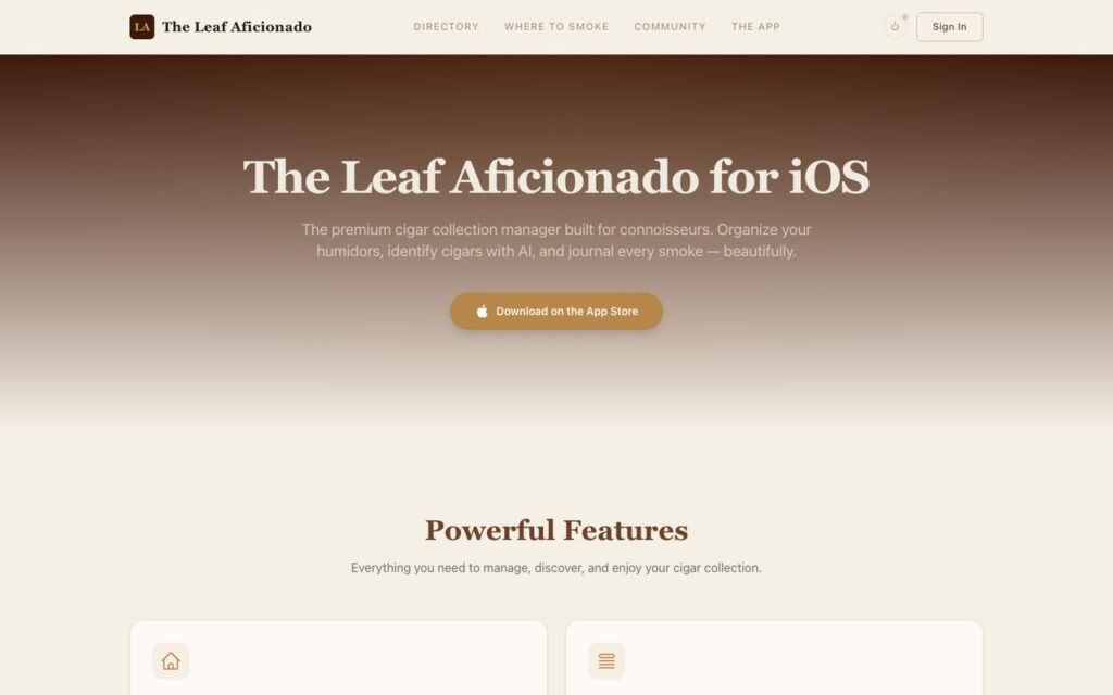 Leaf Aficionado, The web app.