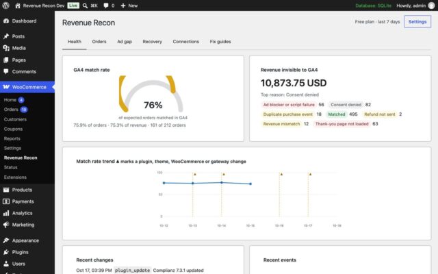 Screenshot of Revenue Recon