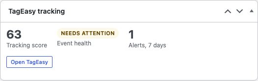 TagEasy for WordPress, The dashboard widget.